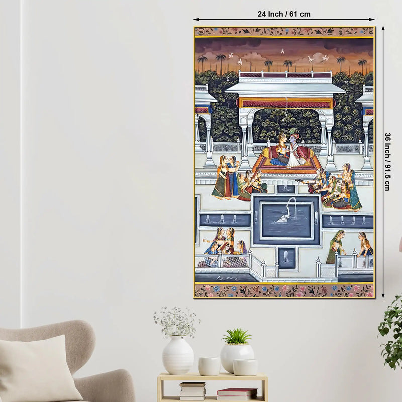 Authentic Indian Raja Rani In Music Night Canvas Wall Painting