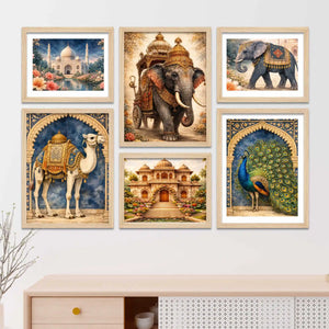 Indian Royal Decor Wall Art Frame Set of 6