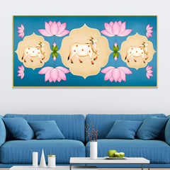 indian-sacred-cow-painting-lotus-floral-wall-art