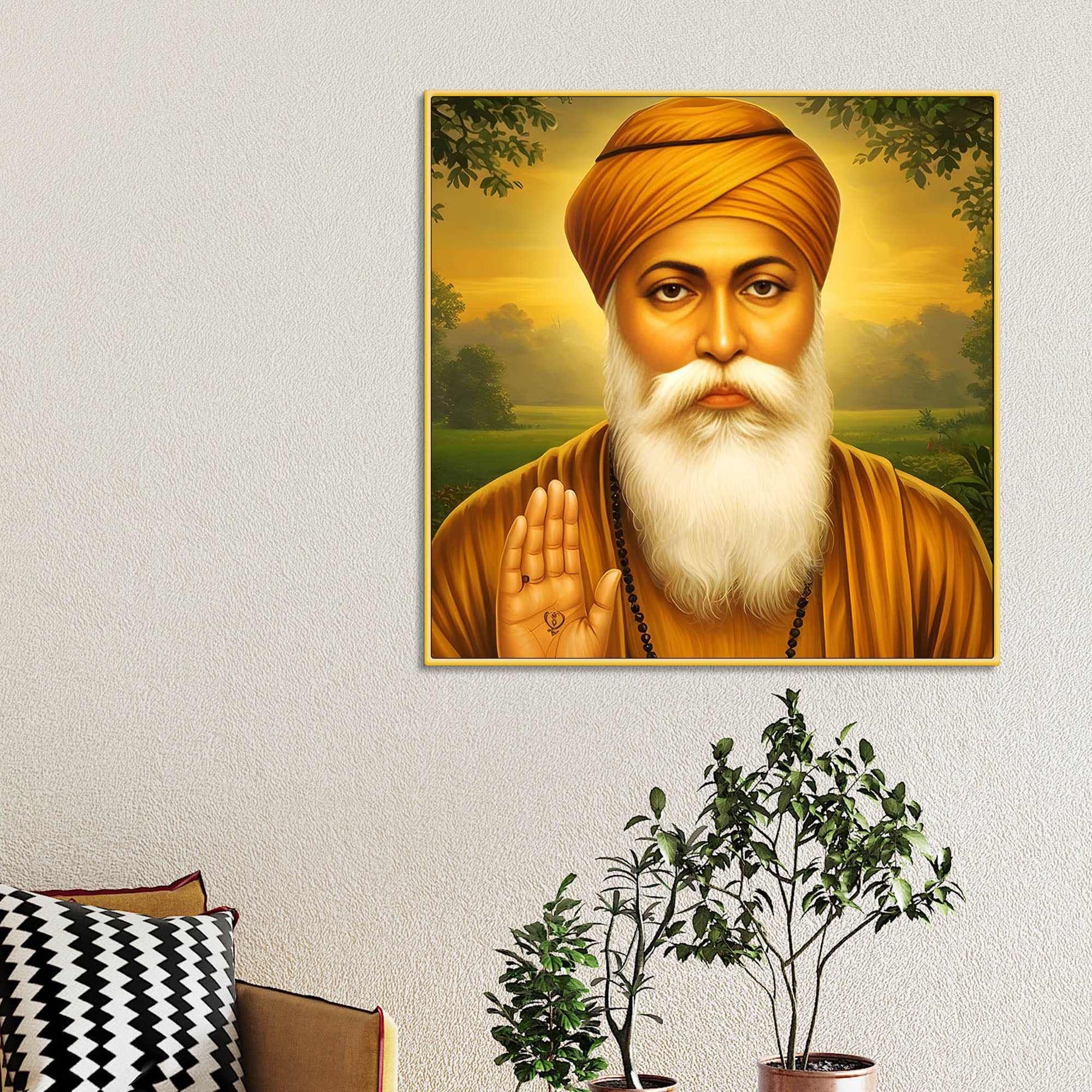 Indian Sikh Spiritual Painting Guru Nanak Dev Ji