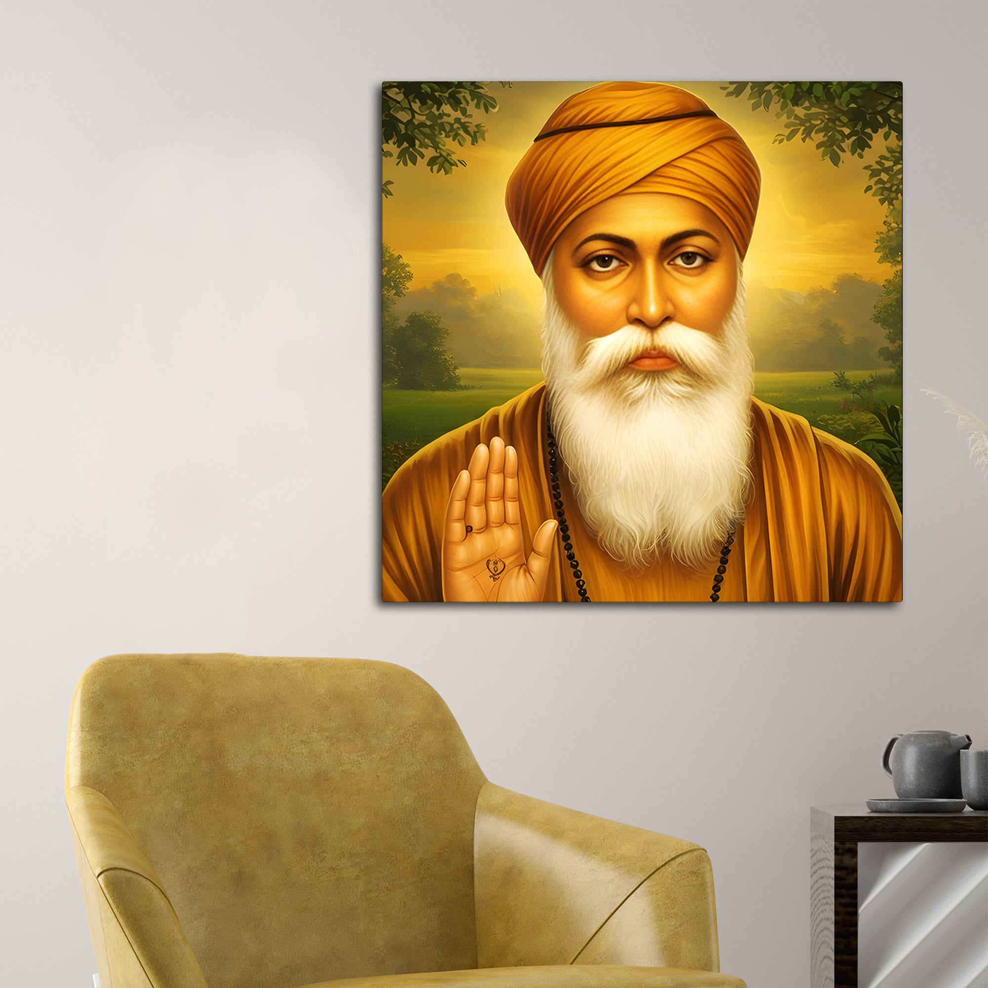 Indian Sikh Spiritual Painting Guru Nanak Dev Ji