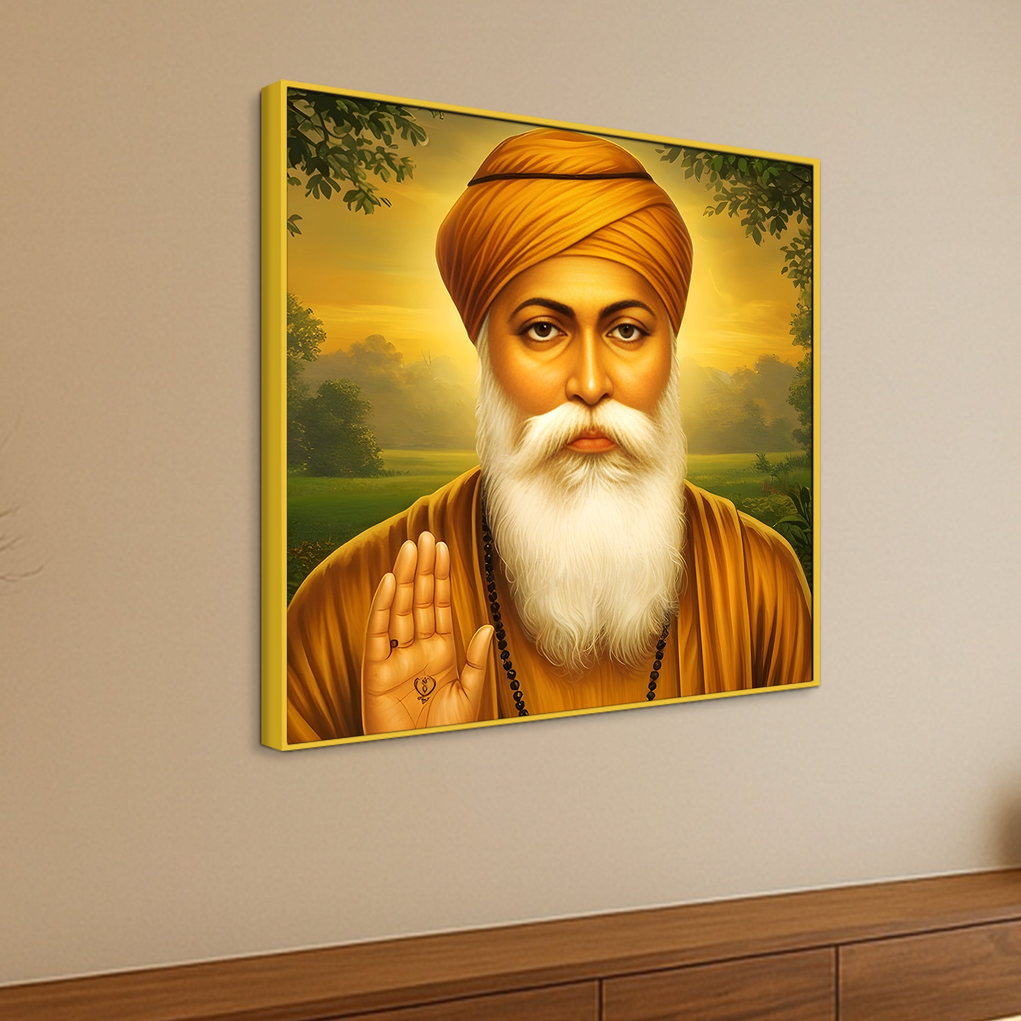 Indian Sikh Spiritual Painting Guru Nanak Dev Ji