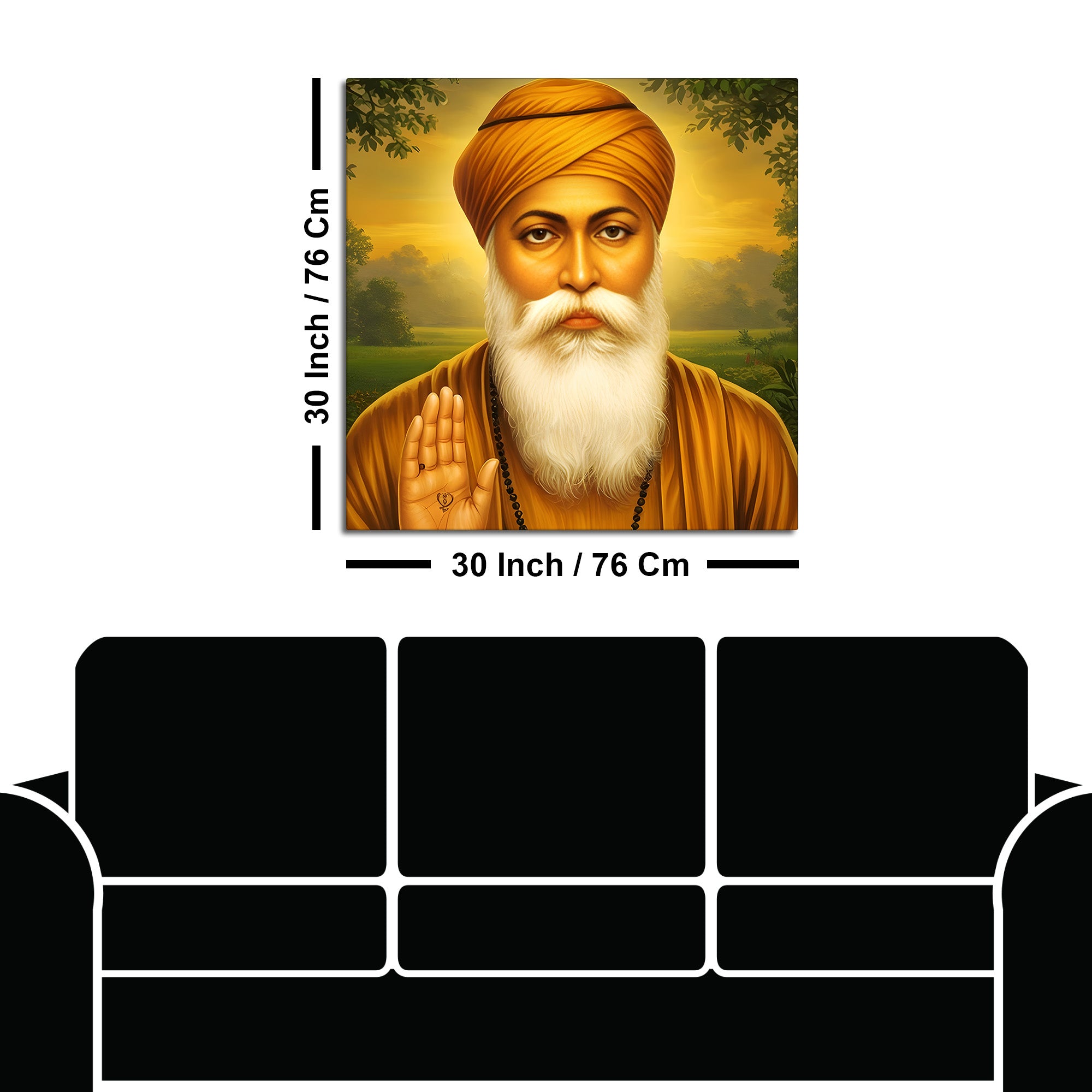 Indian Sikh Spiritual Painting Guru Nanak Dev Ji