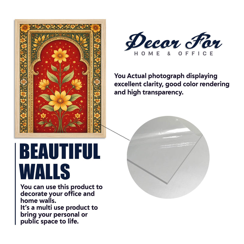 Indian Traditional Art Peacock, Floral & Woman Wall Frame Set of Six