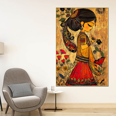 indian-traditional-girl-canvas-wall-painting