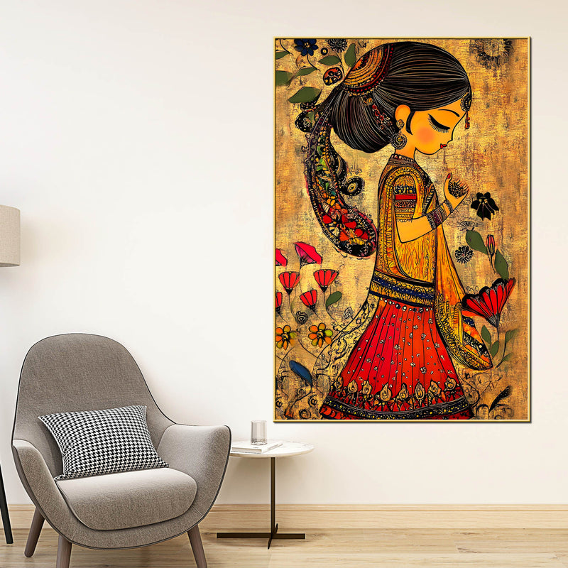 indian-traditional-girl-canvas-wall-painting