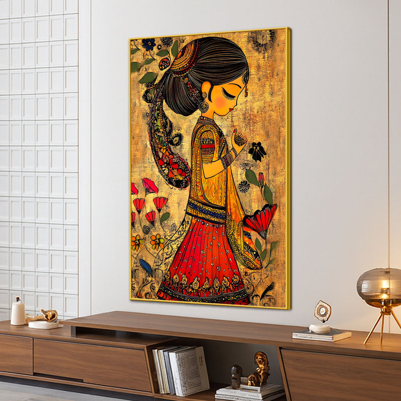 Indian Traditional Girl Canvas Wall Painting
