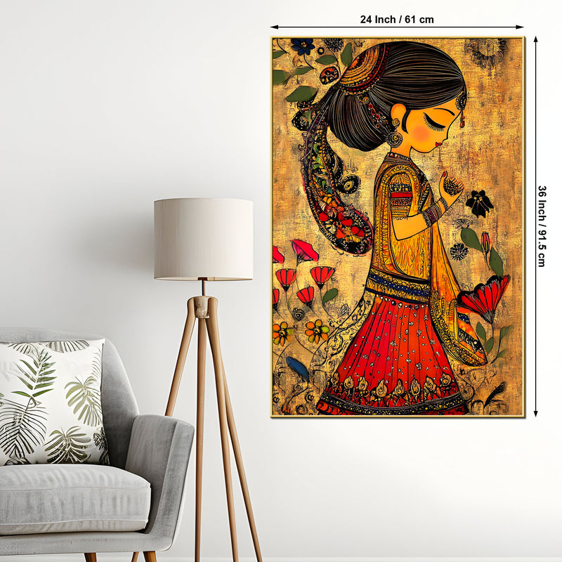Indian Traditional Girl Canvas Wall Painting