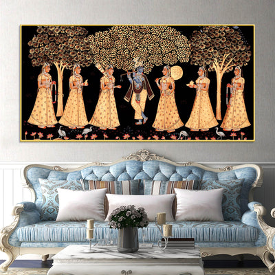 Indian Traditional Krishna Raas Leela Pichwai Wall Painting
