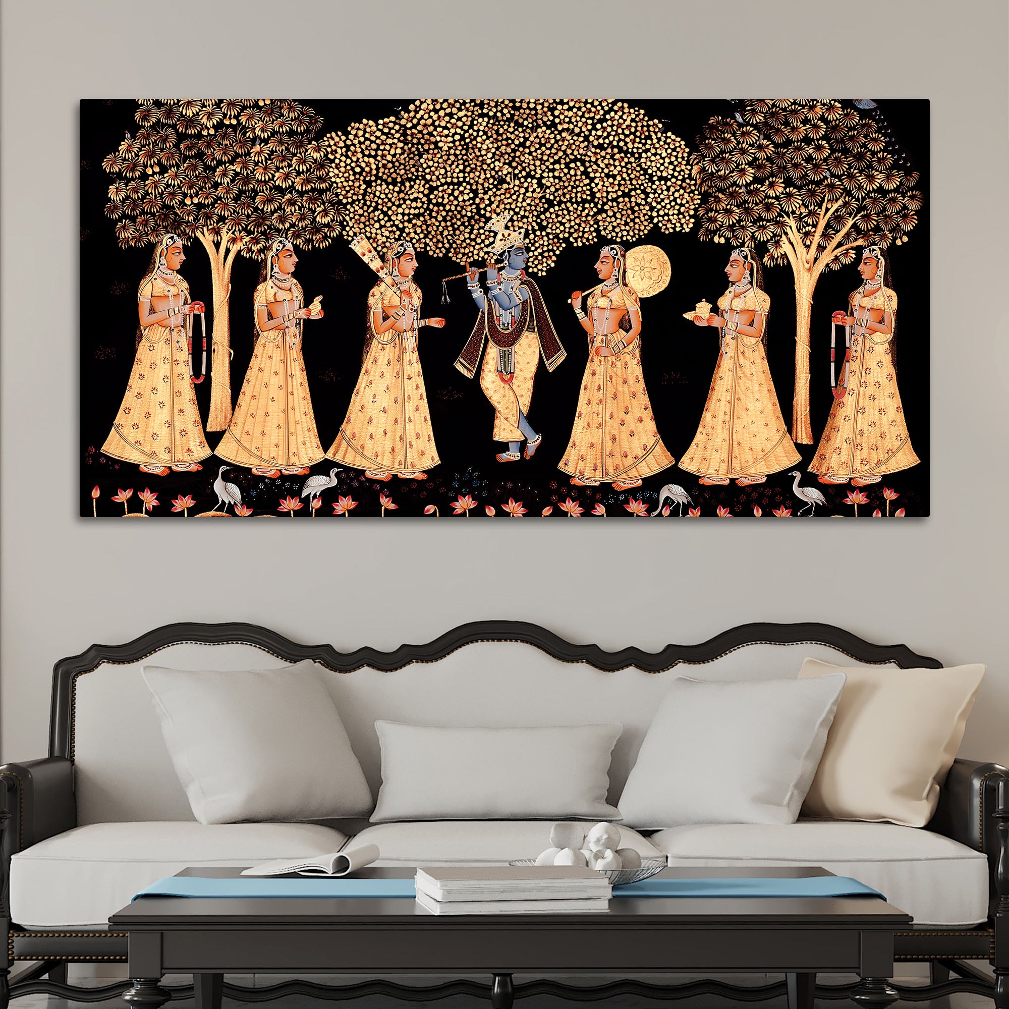 Indian Traditional Krishna Raas Leela Pichwai Wall Painting