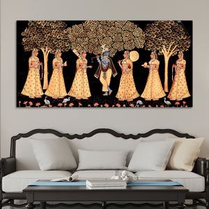 Indian Traditional Krishna Raas Leela Pichwai Wall Painting