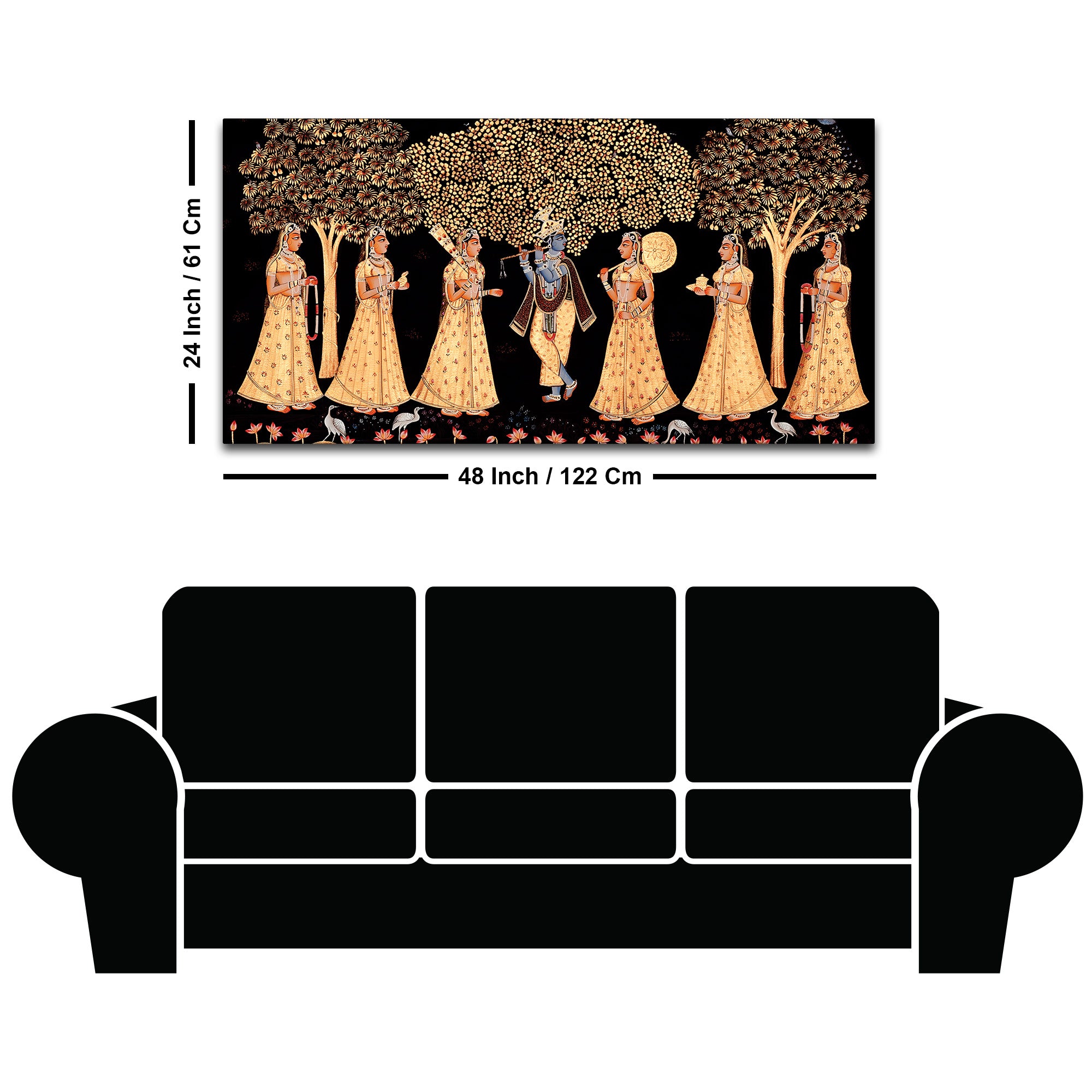 Indian Traditional Krishna Raas Leela Pichwai Wall Painting