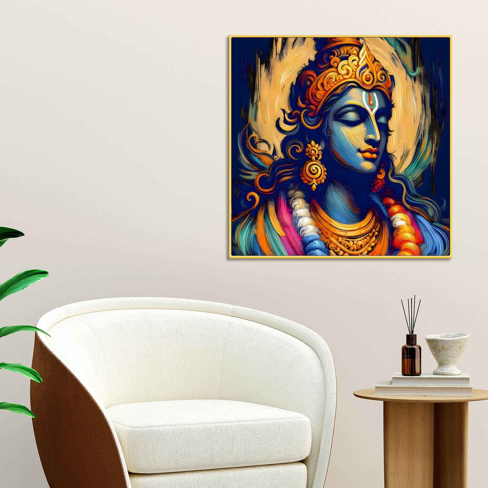 Indian Traditional Lord Shri Krishna Canvas Wall Painting for Home