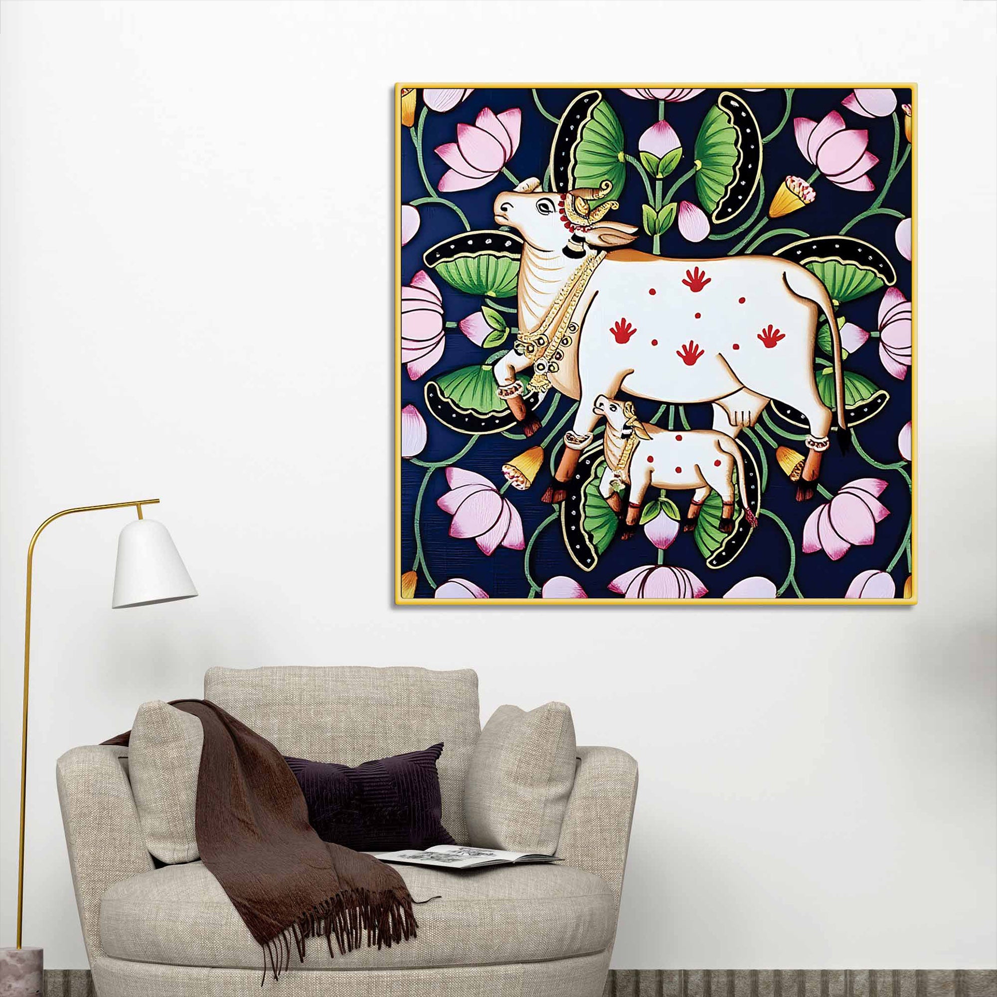 indian-traditional-pichwai-cow-calf-canvas-wall-painting-home-decor
