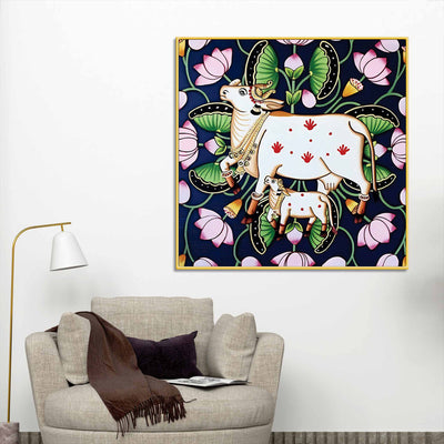 indian-traditional-pichwai-cow-calf-canvas-wall-painting-home-decor