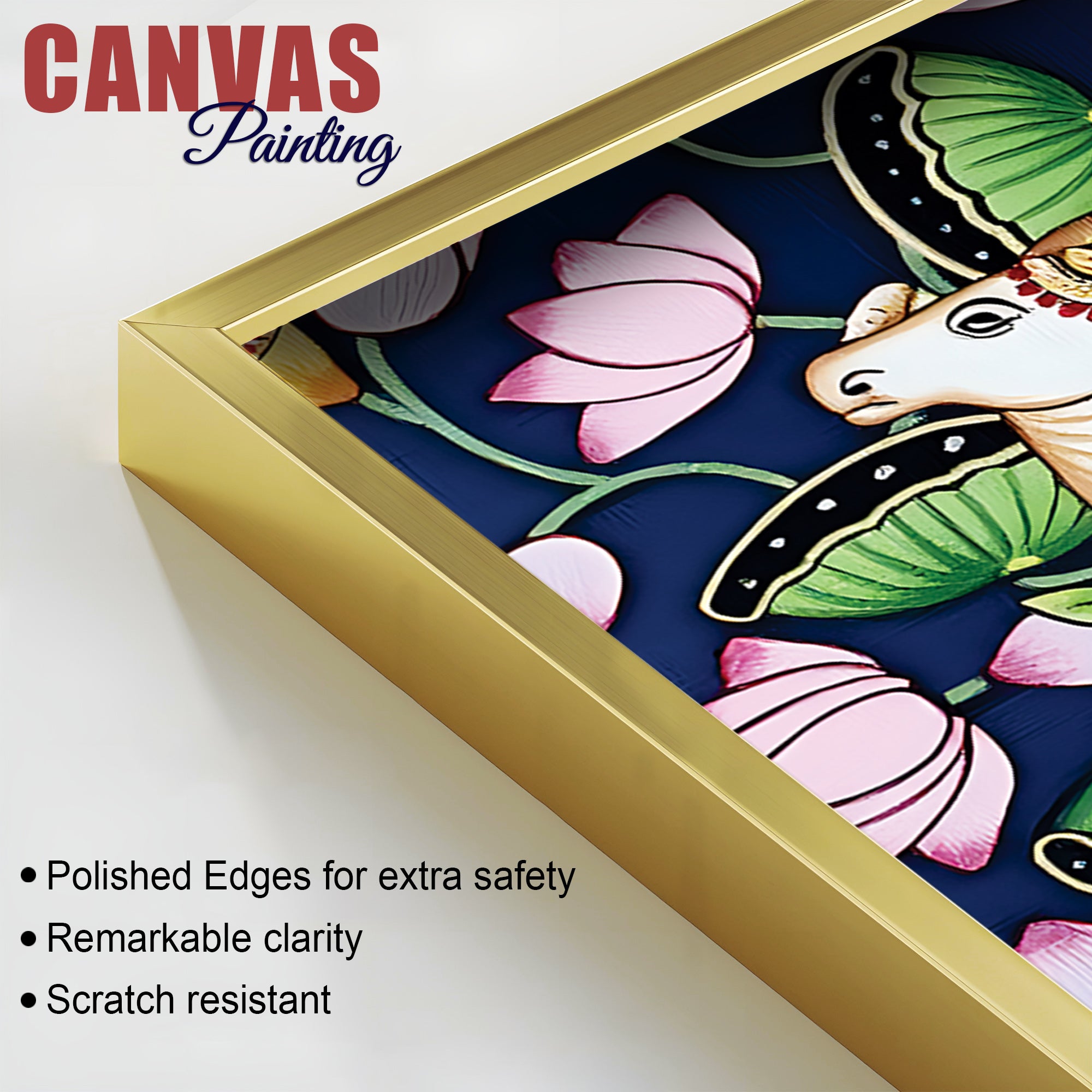 Indian Traditional Pichwai Cow Calf Canvas Wall Painting | Home Décor