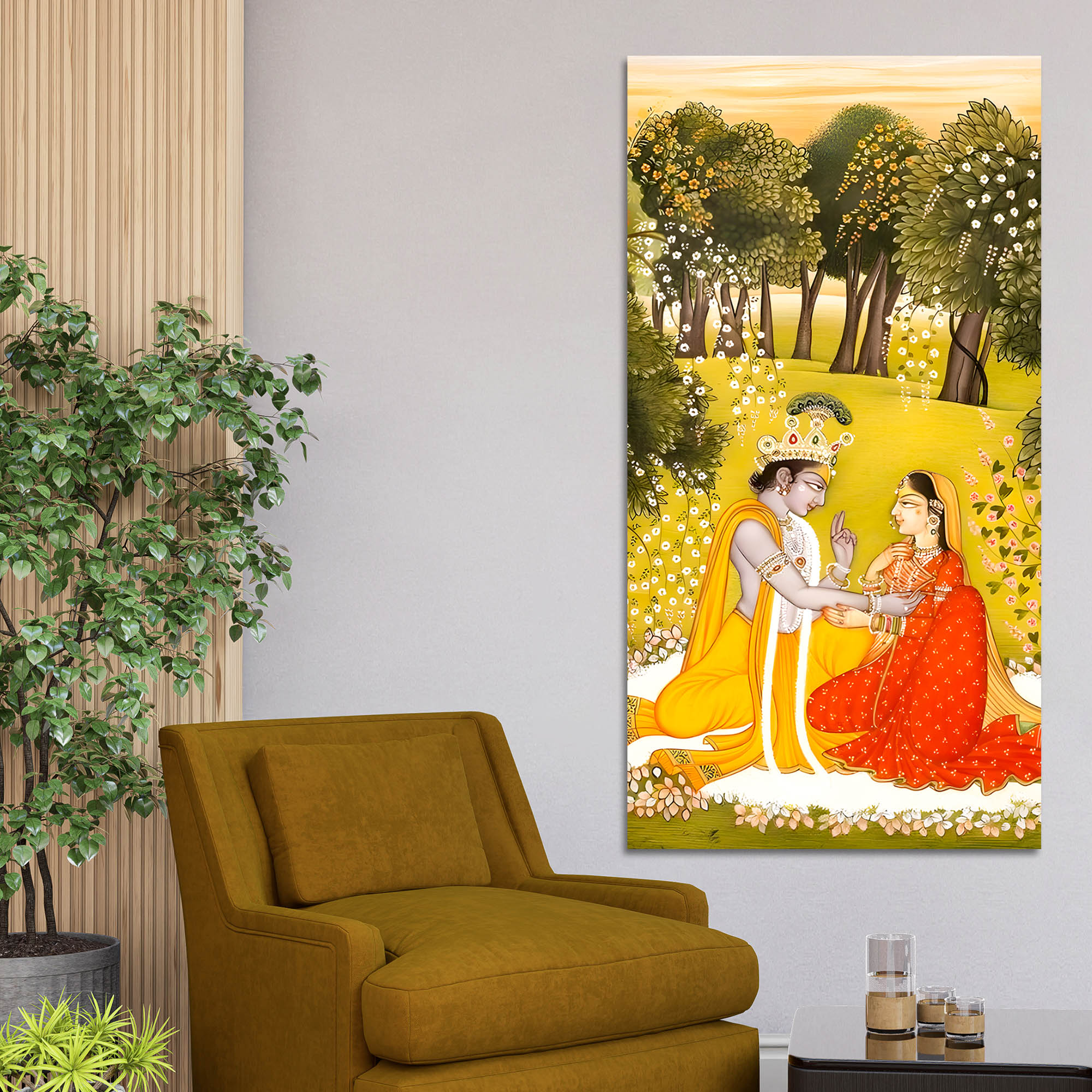 Indian Traditional Radha Krishna Canvas Painting | Elegant Pichwai Home Wall Decor