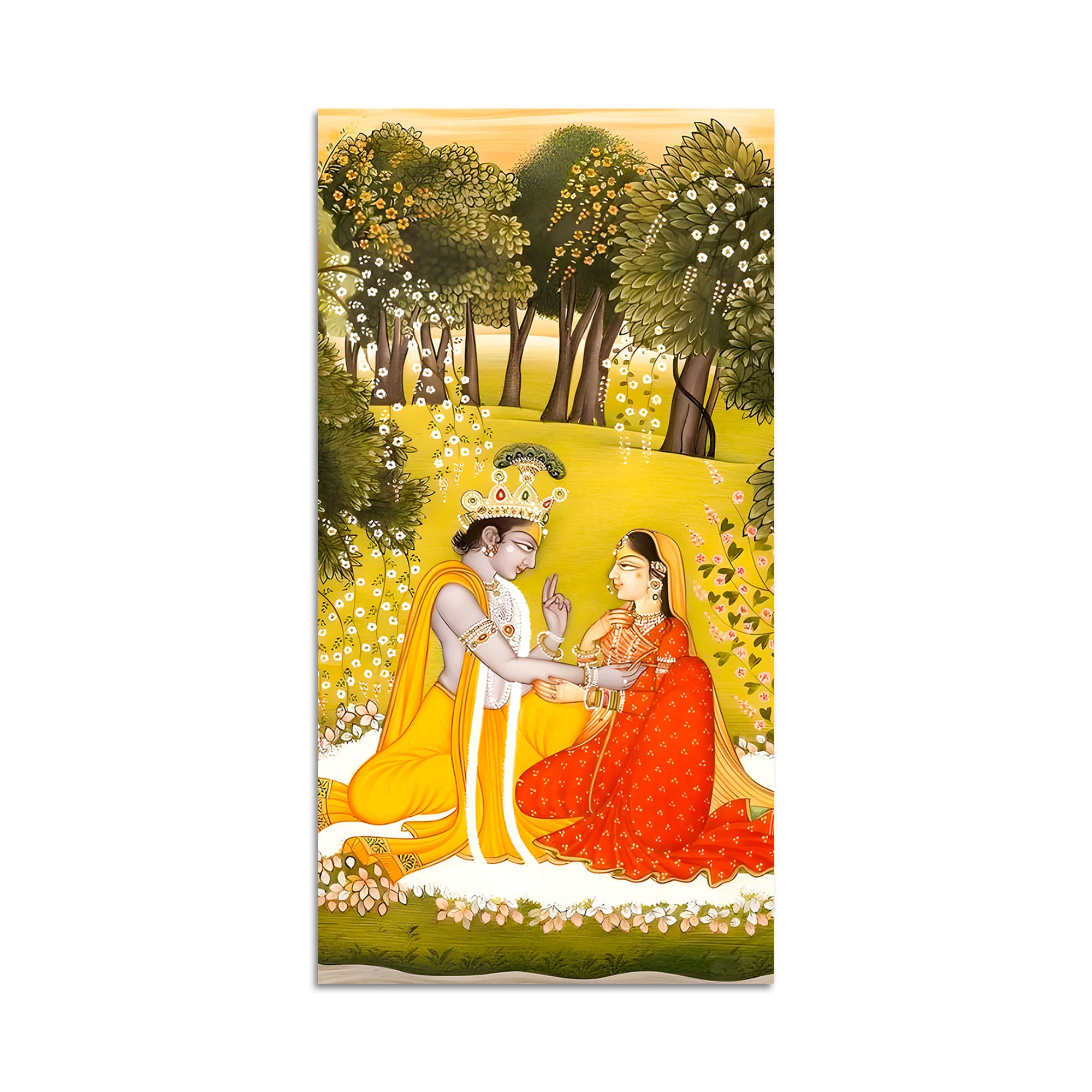 Indian Traditional Radha Krishna Canvas Painting | Elegant Pichwai Home Wall Decor