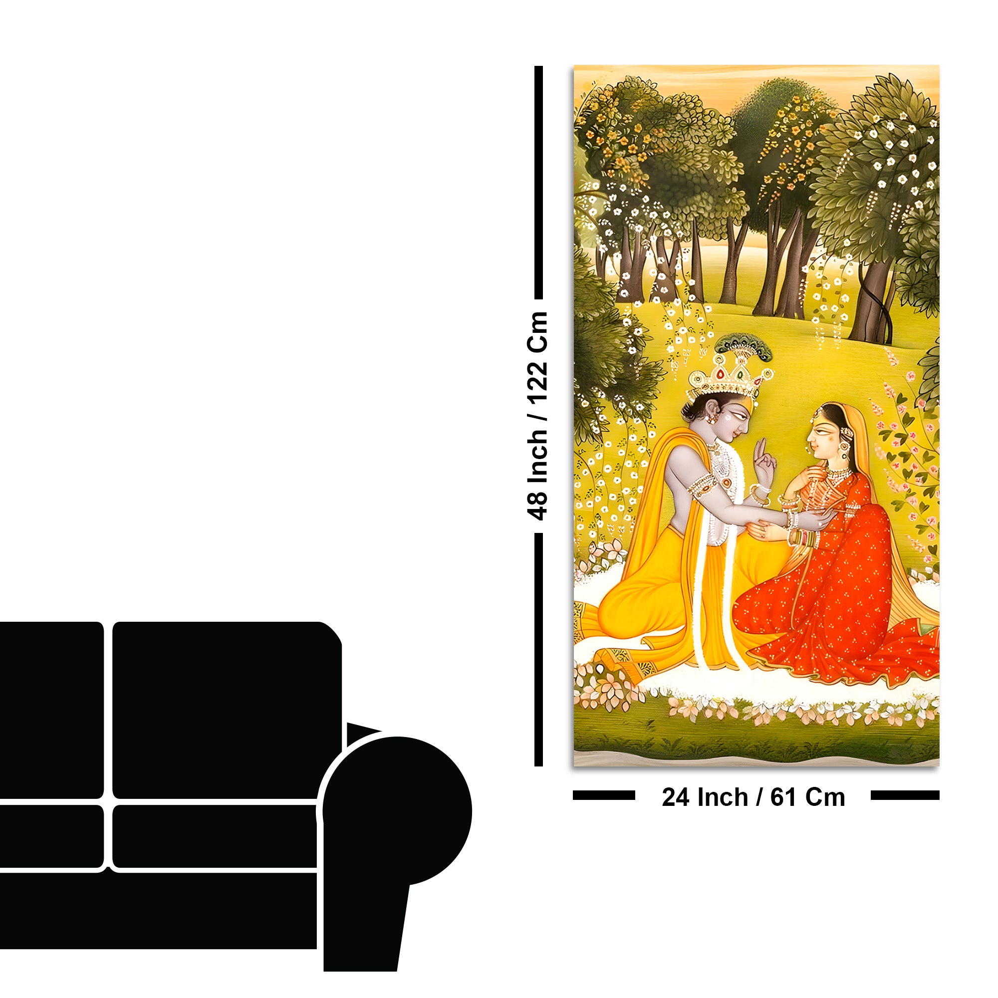 Indian Traditional Radha Krishna Canvas Painting | Elegant Pichwai Home Wall Decor