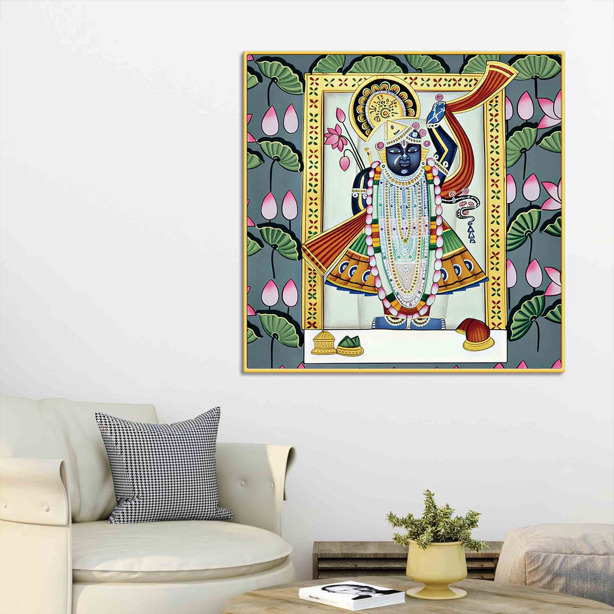 Indian Traditional Shrinathji Pichwai Canvas Painting |Temple Décor