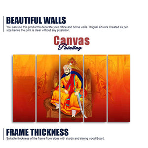 Indian Warrior Chhatrapati Shivaji Maharaj Wall Painting of Five Pieces