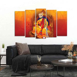 Indian Warrior Chhatrapati Shivaji Maharaj Wall Painting Set of Five