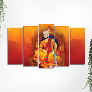 Indian Warrior Chhatrapati Shivaji Maharaj Wall Painting Set of Five