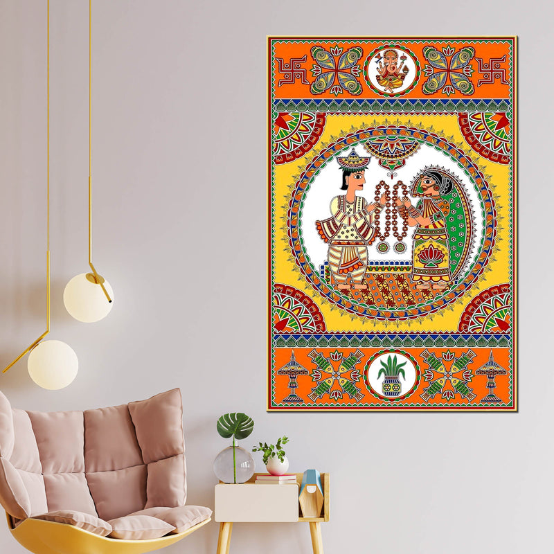indian-wedding-madhubani-canvas-painting-for-home-wall-decor
