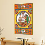 Indian Wedding Madhubani Canvas Painting for Home Wall Decor