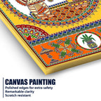 Indian Wedding Madhubani Canvas Painting for Home Wall Decor