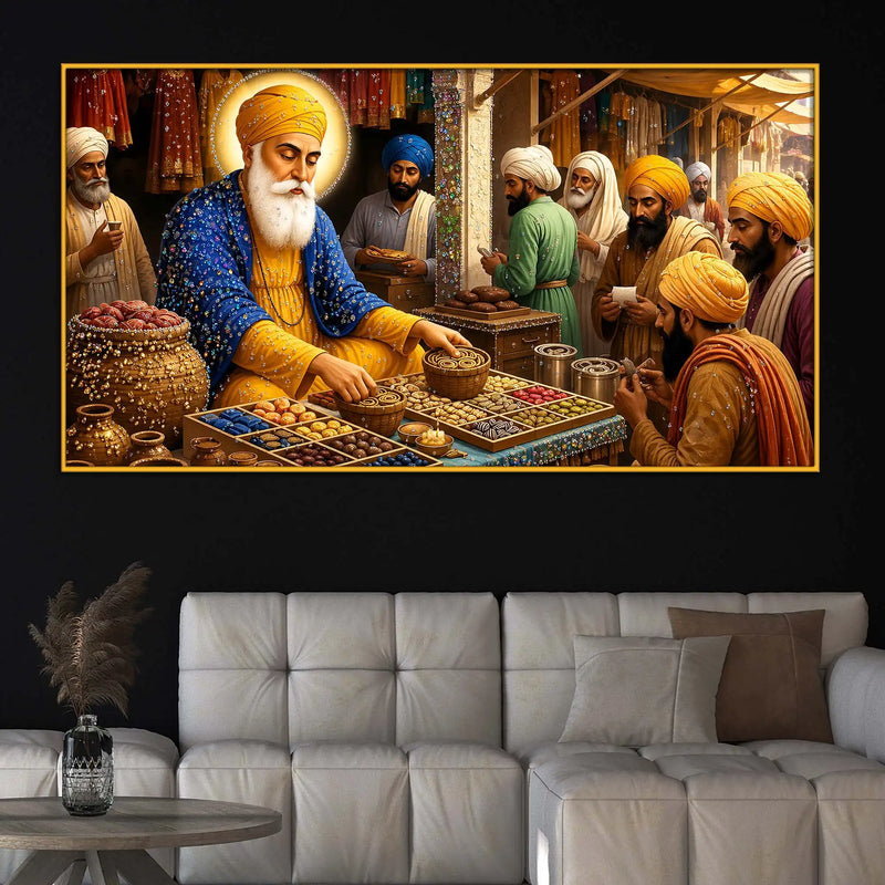 Inspirational Guru Nanak Ji Floating Frame Crystal Wall Painting