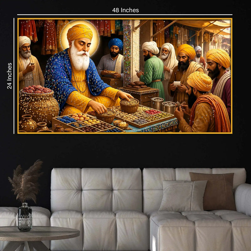 Inspirational Guru Nanak Ji Floating Frame Crystal Wall Painting