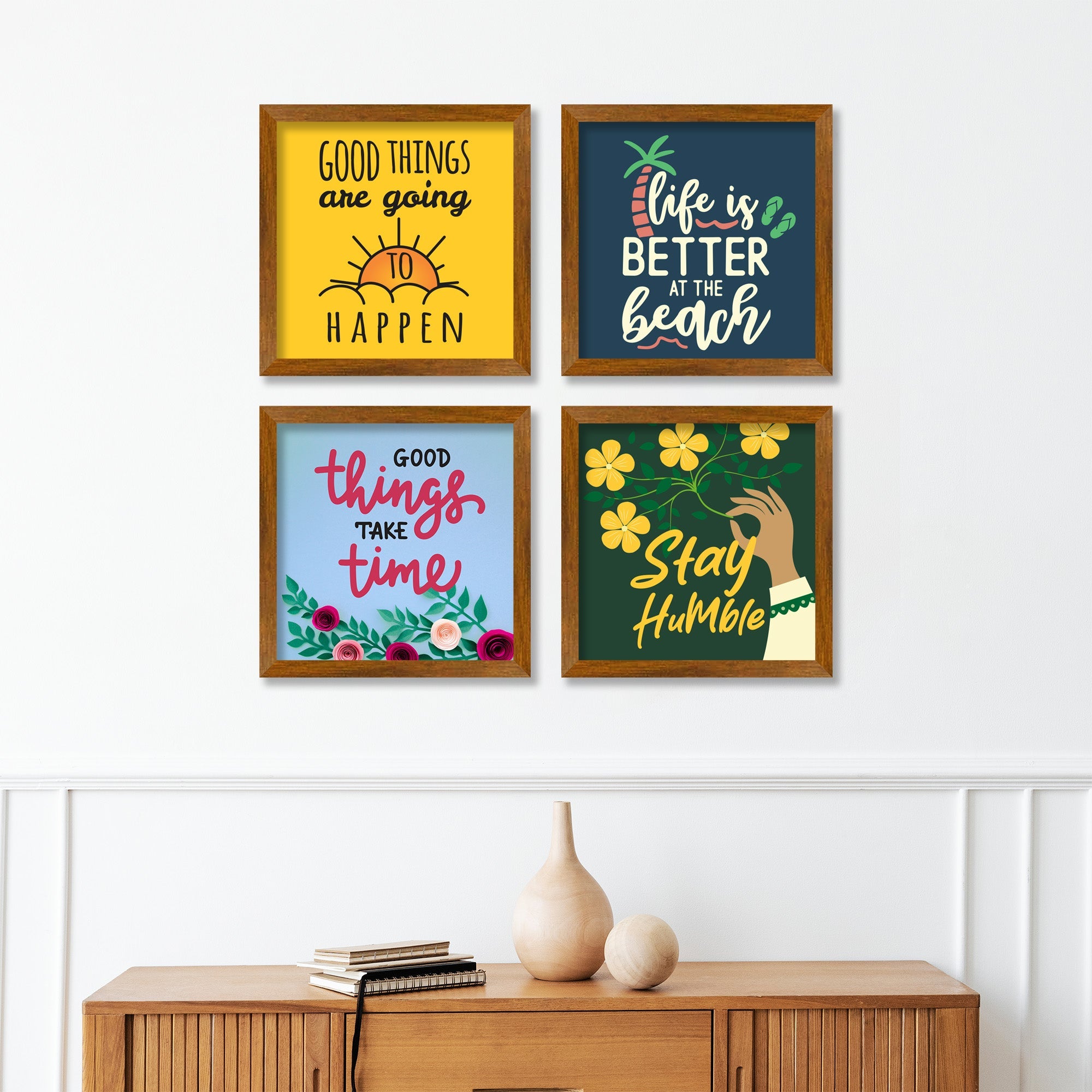 Inspirational Quotes Premium Wooden Wall Frame Set of Four – Vibecrafts