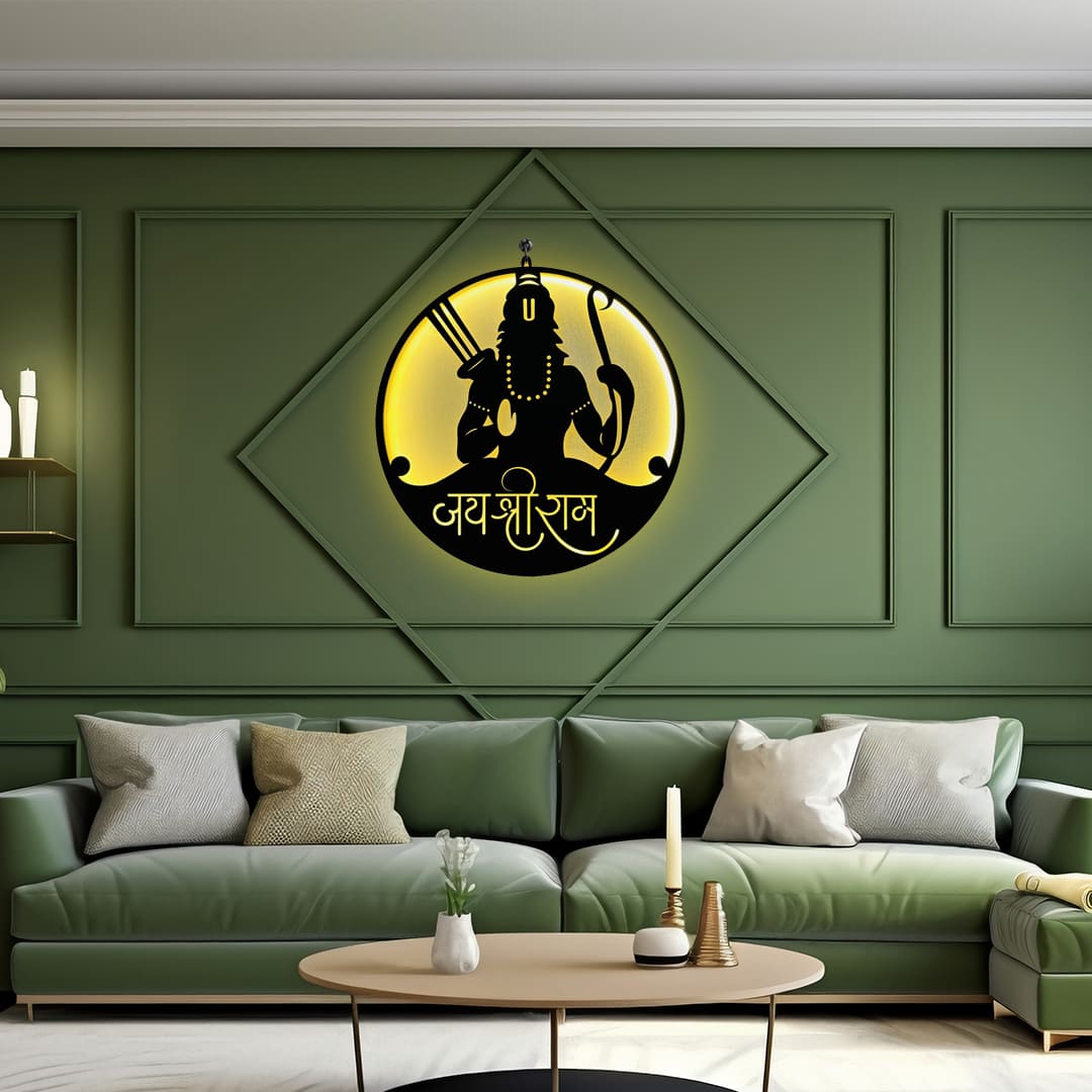 Jai Shree Ram LED Wall Frame for Temple and Wall Decor