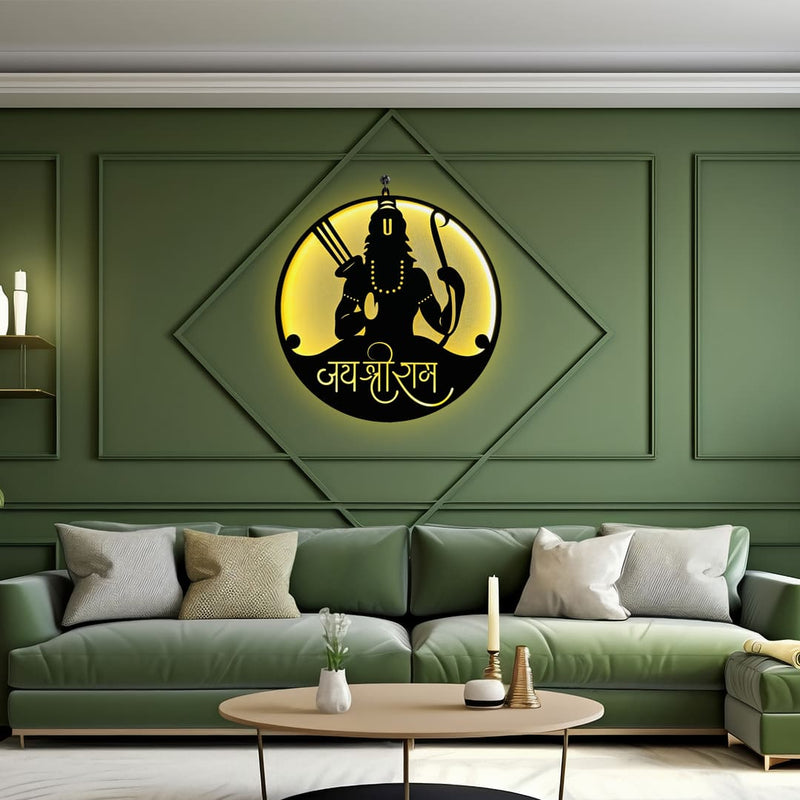 Jai Shree Ram LED Wall Frame for Temple and Wall Decor