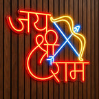 Jai Shri Ram Neon Wall Light with Bow & Arrow for Home & Shop Decoration