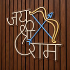 Jai Shri Ram Neon Wall Light with Bow & Arrow for Home & Shop Decoration
