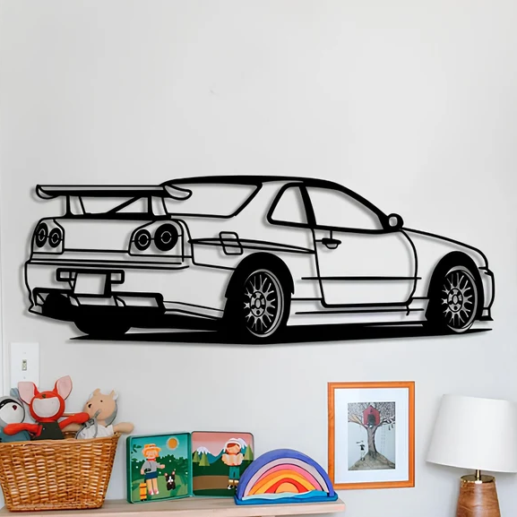 JDM Sports Car Metal Wall Hanging for Wall Décor