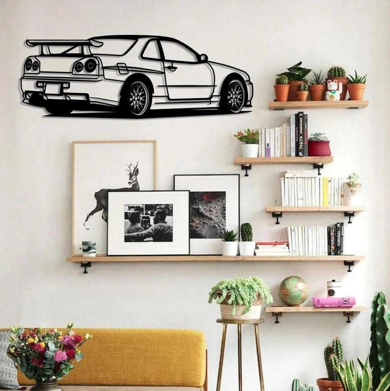 JDM Sports Car Metal Wall Hanging for Wall Décor