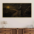 Jesus Christ at Sunrise Black & Gold Metallic Look 3D Canvas Wall Painting