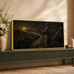 Jesus Christ at Sunrise Black & Gold Metallic Look 3D Canvas Wall Painting