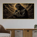 Jesus Christ Embracing Lambs Metallic Look 3D Canvas Wall Painting