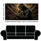 Jesus Christ Embracing Lambs Metallic Look 3D Canvas Wall Painting