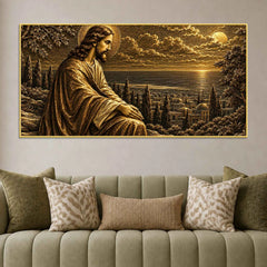 Jesus Christ Jerusalem Sunset Metallic Look 3D Canvas Wall Painting