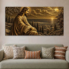Jesus Christ Jerusalem Sunset Metallic Look 3D Canvas Wall Painting