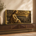 Jesus Christ Jerusalem Sunset Metallic Look 3D Canvas Wall Painting