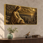 Jesus Christ Jerusalem Sunset Metallic Look 3D Canvas Wall Painting