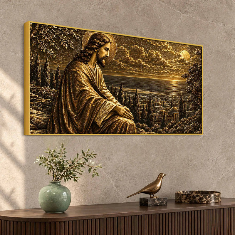 Jesus Christ Jerusalem Sunset Metallic Look 3D Canvas Wall Painting