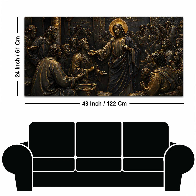 Jesus Christ Preaching to His Followers Metallic Look 3D Canvas Wall Painting