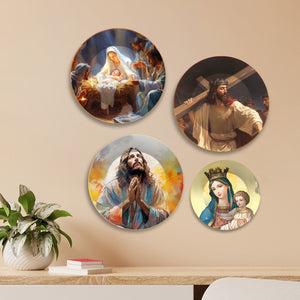 Jesus Christ Premium Wall Plates Painting Set of Four